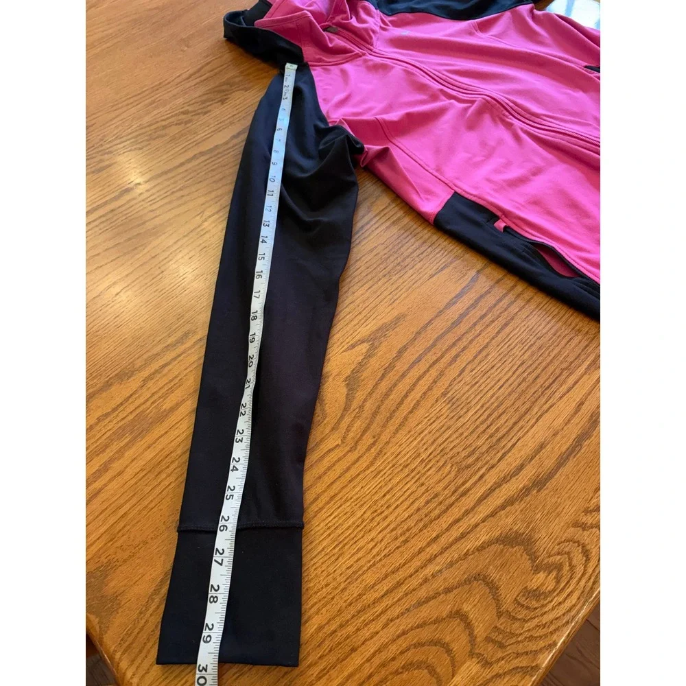 Nike Running Dri-FIT Full Zip Hoodie Pink Black Colorblock Thumbholes‎ Womens XL